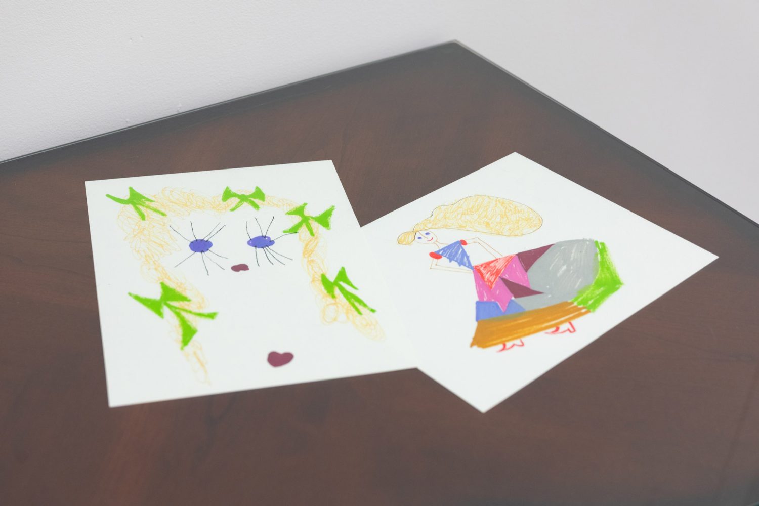 Julien Ceccaldi, Effeminate Prince, 2026, Acrylic and ink on wood panel and paper, antique desk, courtesy of COOPER COLE